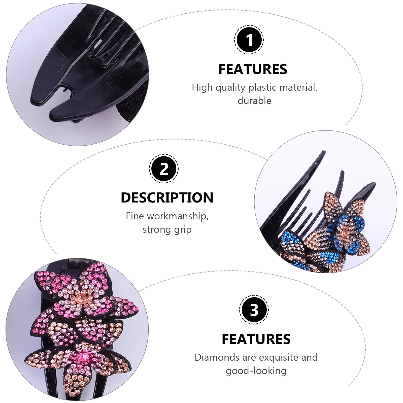 

6 Pcs Duckbill Clip Rhinestone Headwear Billed Hair Clips Accessories Floral Hairpin Women Headgear Claw