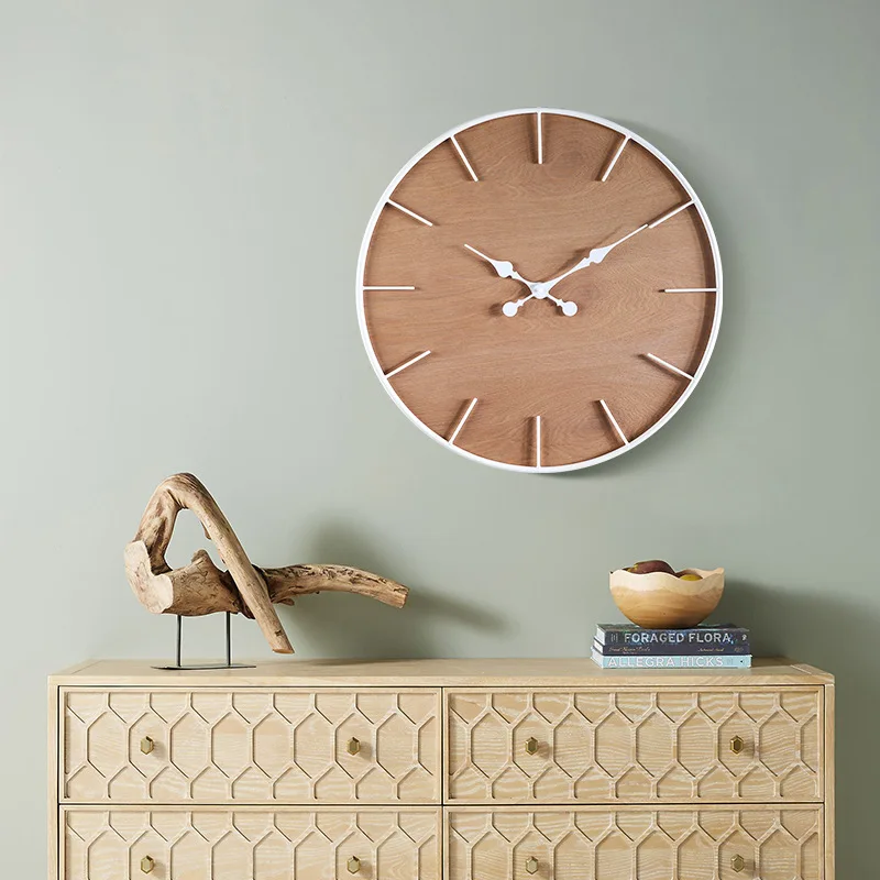 

Living room clock with wooden simplicity, light luxury, and silent sound