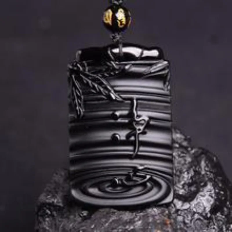 Natural Obsidian Jingxin Brand Pendant, No Matter Brand Necklace, Men's and Women's Pendant.