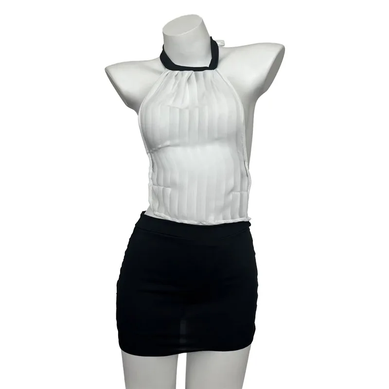 

Ladies' Sexy Lingerie Tight Fitting Hip Hugging Skirt Pure Desire Secretary Uniform Temptation Perspective Hollow Out Set