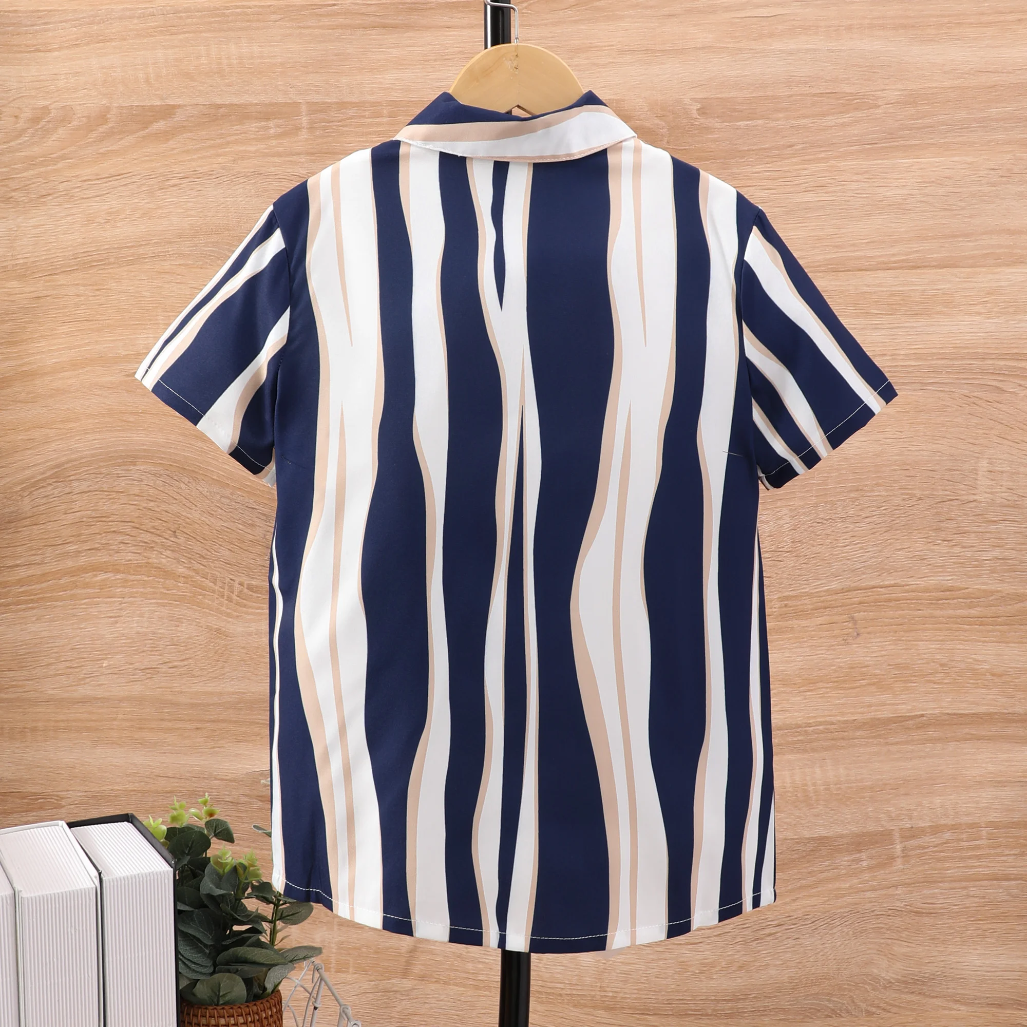 2024 Stripe Shirt Boy Kids Clothes 8 9 10 11 12 13 14 Years Summer Short Sleeve Big Boys Shirt Cool Casual Children Blouses