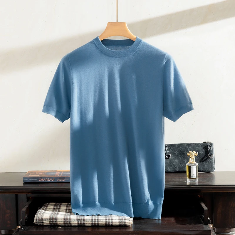 

Class A Worsted Spinning 100% Pure Cashmere Sweater Men's Round Neck Pullover Sweater Spring Summer New Base Shirt T-shirt Vest