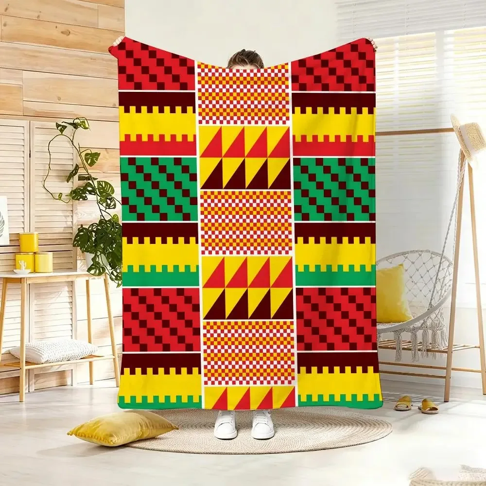 African Style Global Football Energy Throw Lightweight  Flannel Blanket Soft Skin-friendly for Summer Cooling