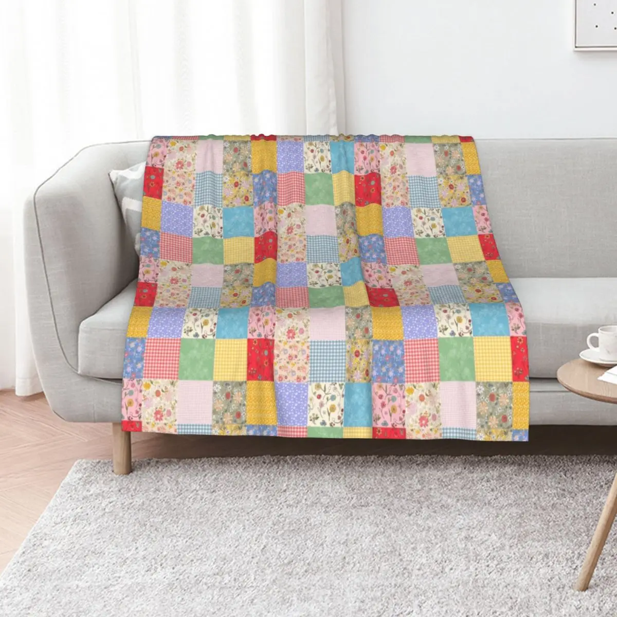 Happy Cottage Patchwork Throw Blanket christmas decoration for sofa manga Bed linens Soft Big Hair Blankets