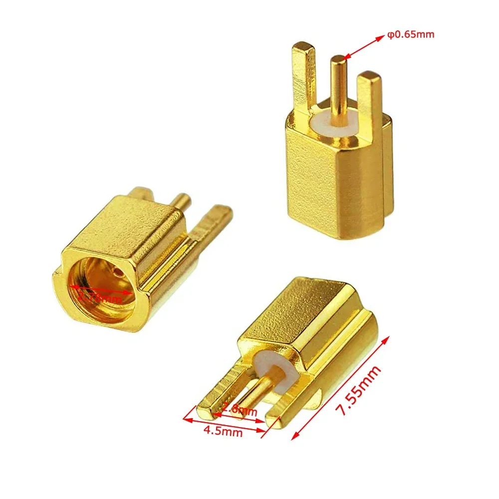 50pcs MMCX Female Jack Connector PCB Mount With Solder Straight Goldplated 3 Pins MMCX Connector