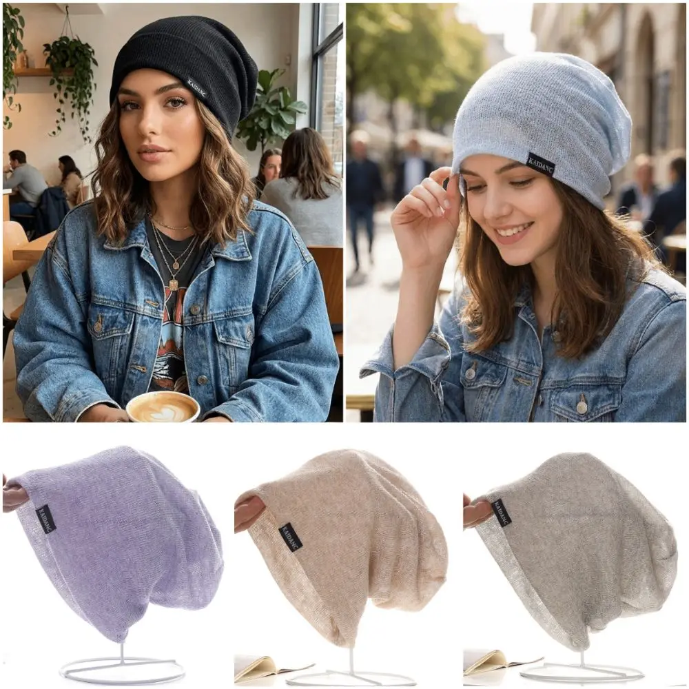 Fashion Multicolor Beanie Thin Breathable Stacked Hat Soft Big Head Circumference Baotou Hat Spring Summer