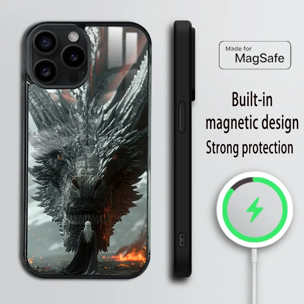 Dragon Mother Thrones Phone Case For iPhone 16 15 14 13 12 11 Pro Max Plus Mini Magsafe Mirror Wireless Magnetic Cover