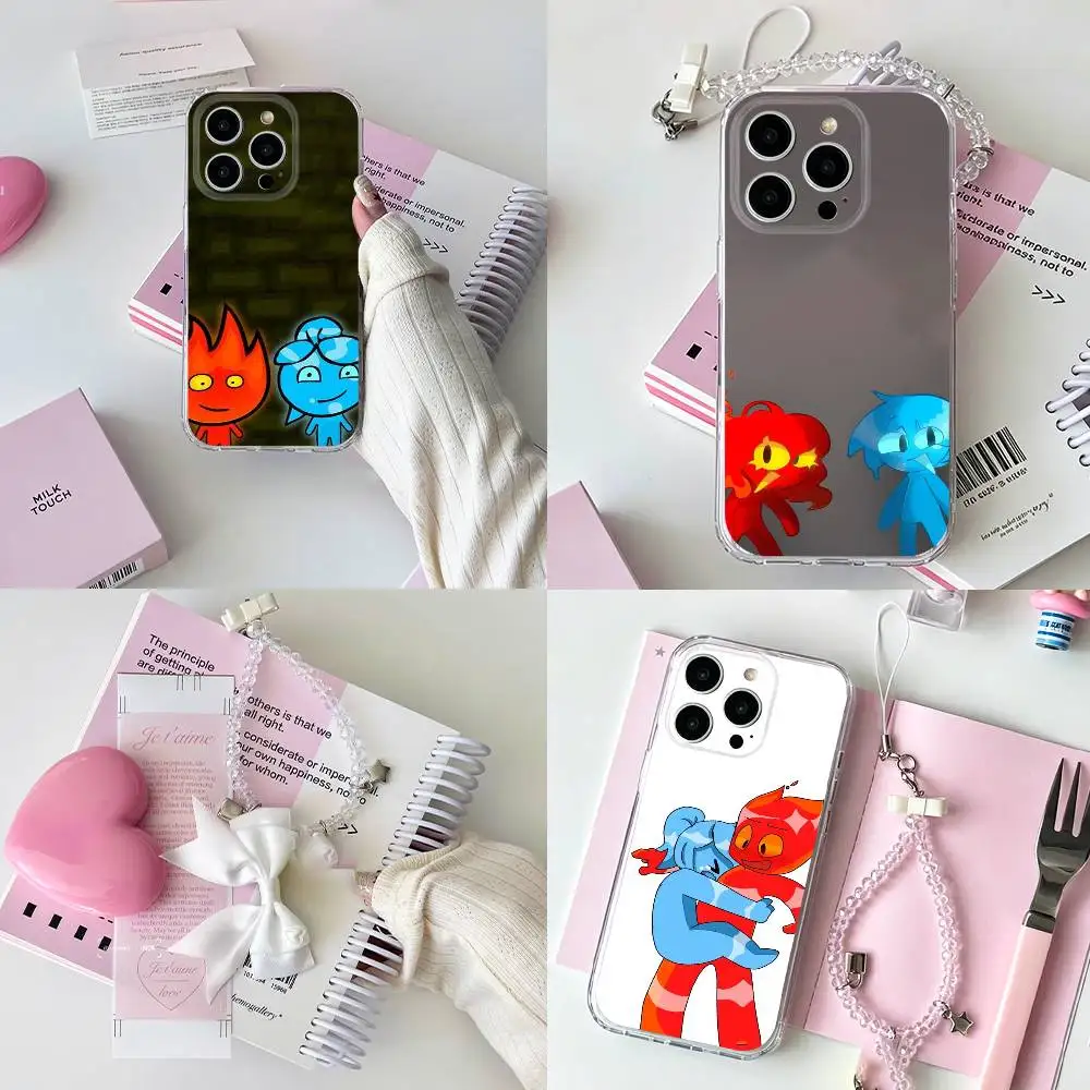 watergirl and fire boy Coque de téléphone transparente et antichoc pour iPhone 11, 12, 13, 14, 15, 16, 17 Pro Max Plus Air Mini