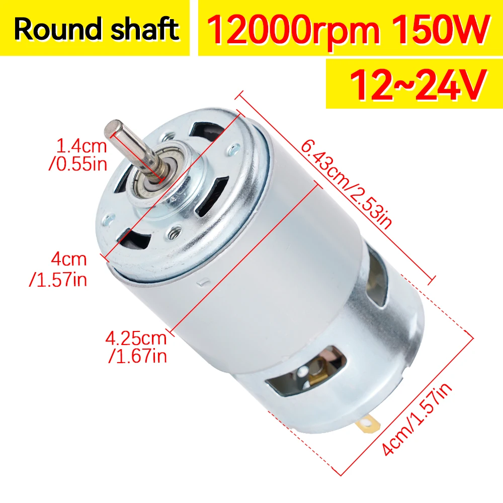 DC Motor 775 12V 150W 12000RPM High Speed DC High Torque Gear Motor Metal Gear Box Ball Bearing Tool Electric Motor