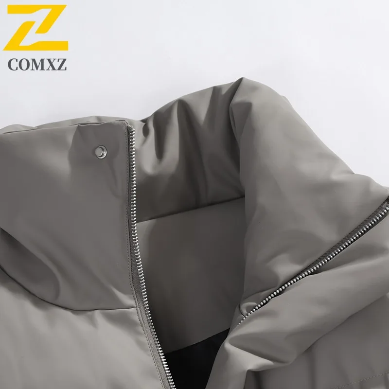 سترة شتوية مبطنة بالقطن من COMXZ، ماركة ملابس الشارع الأمريكية العصرية والدافئة مع سترة خبز بياقة واقفة