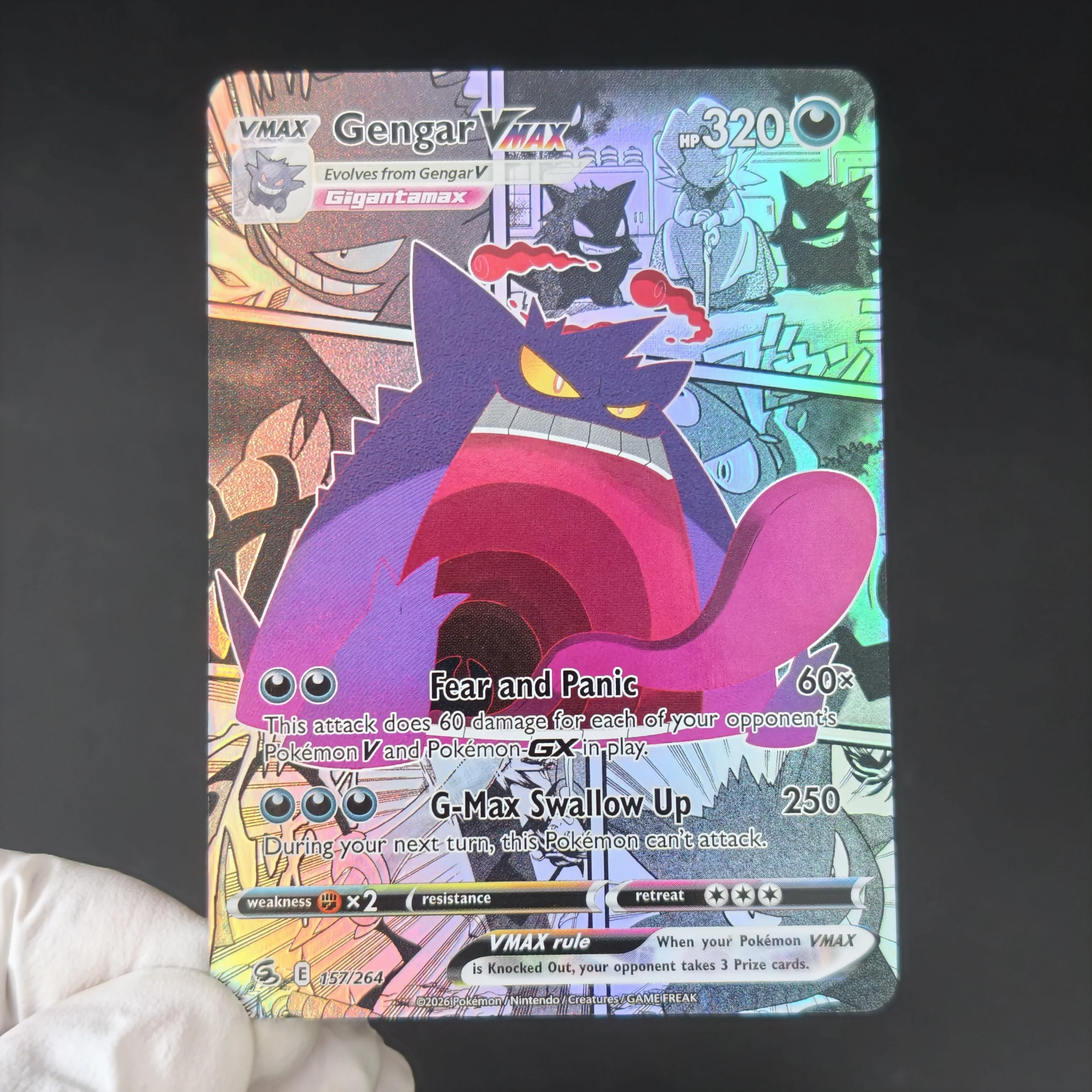 10PCS/DIY TCG Collection Card Comic Series Gengar Snorlax Meowth Blastoise Venusaur Charizard  Vmax Game Collection Card