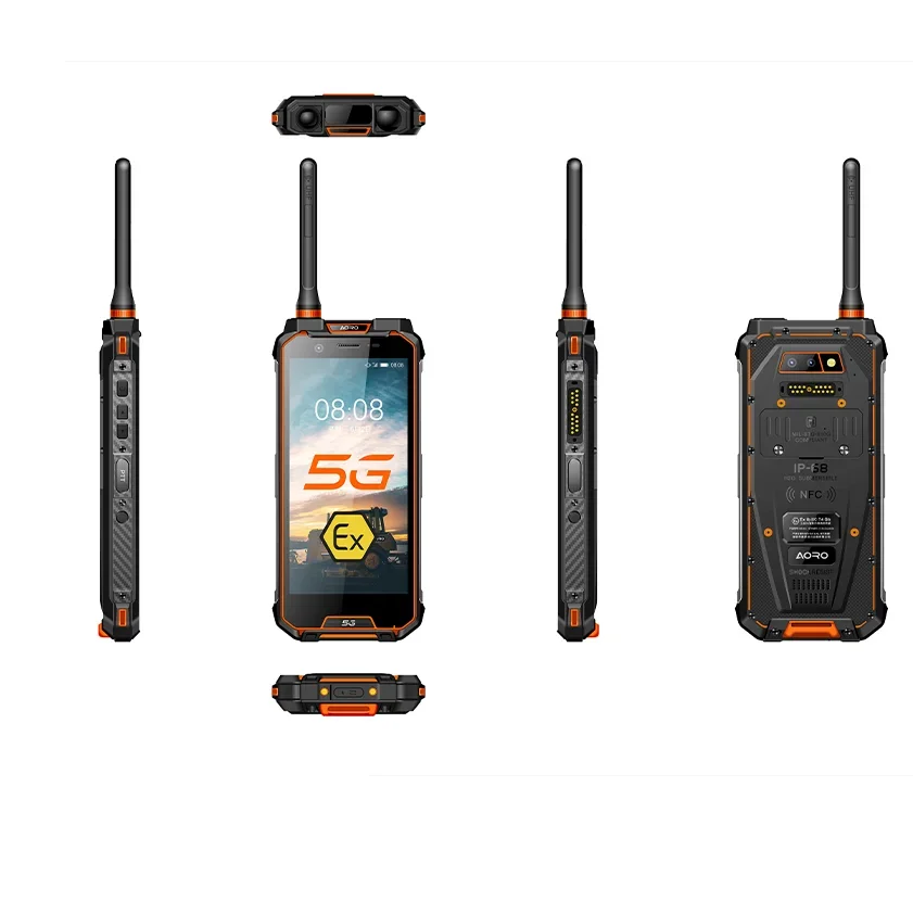 

Aoro M5 5G Network 8gb+256gb IECEx Android Division 21 Ex Intrinsically Safe Zone 2 Ex Phone ATEX Rugged Phone Uhf Walkie Talkie