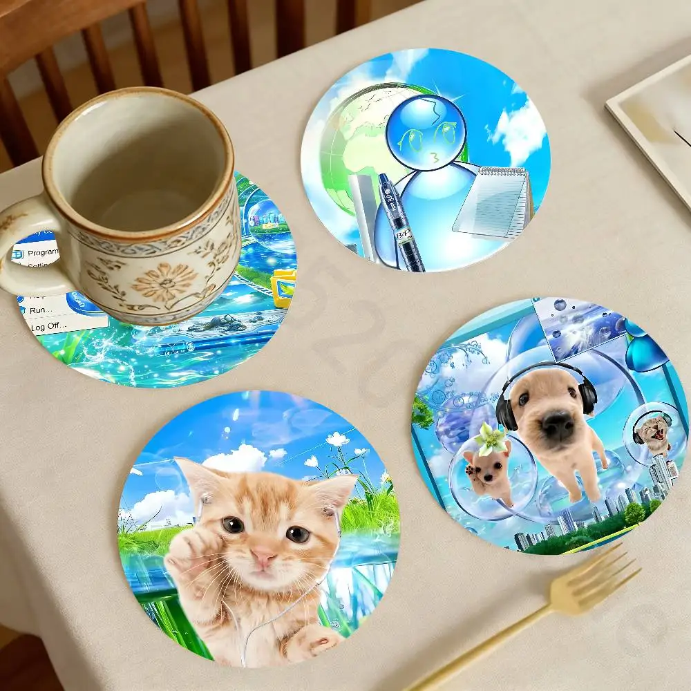 

Frutiger Aero Aqua Nostalgia Wooden Theme Desktop Heat Mats Home Decor Coffee Mug Coasters For Office Restaurant