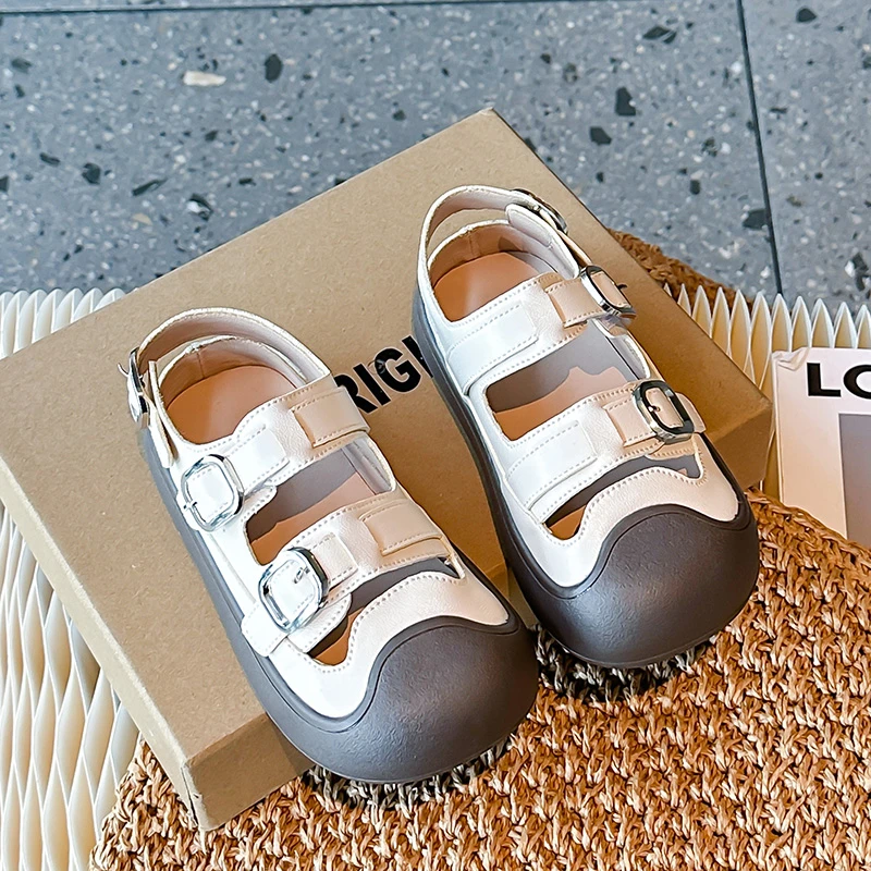 Summer Children's Sandals Girls Beach Shoes Anti-kick Kids Fashion Causal Hollow-out Boys Sport Sandals Breathable Non-slip Soft