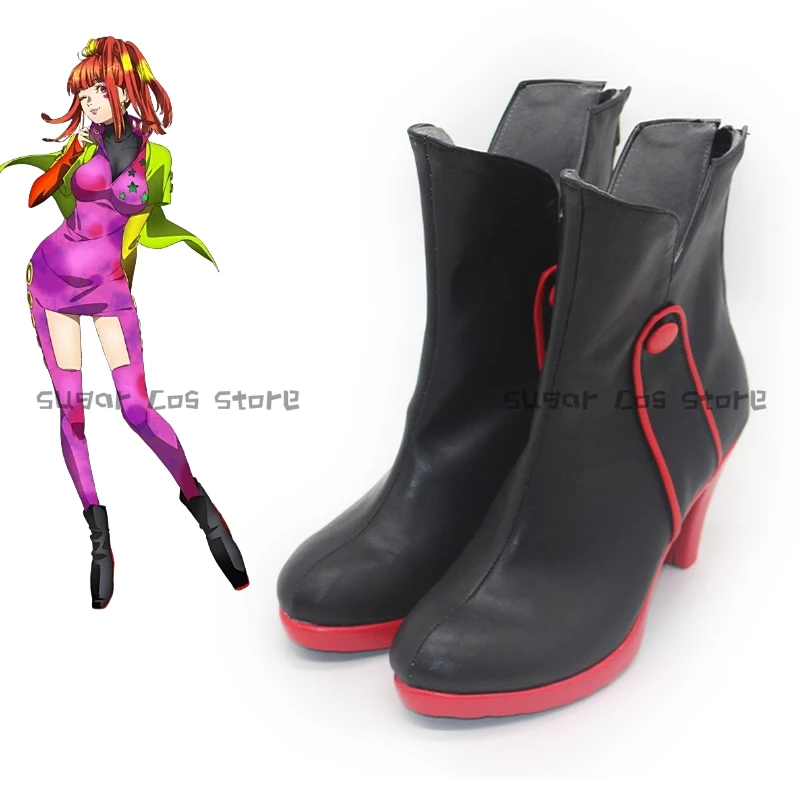 Jogo gnosia sq cosplay sapatos botas preto couro do plutônio botas de salto alto traje sapatos halloween carnaval festa adereços para mulheres
