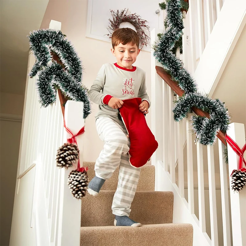 1/2 قطعة سلك معدني أخضر إكليل عيد الميلاد-ديكور شجرة عيد الميلاد ، زخرفة معلقة للسقف والعام الجديد/ديكور المنزل نافيداد