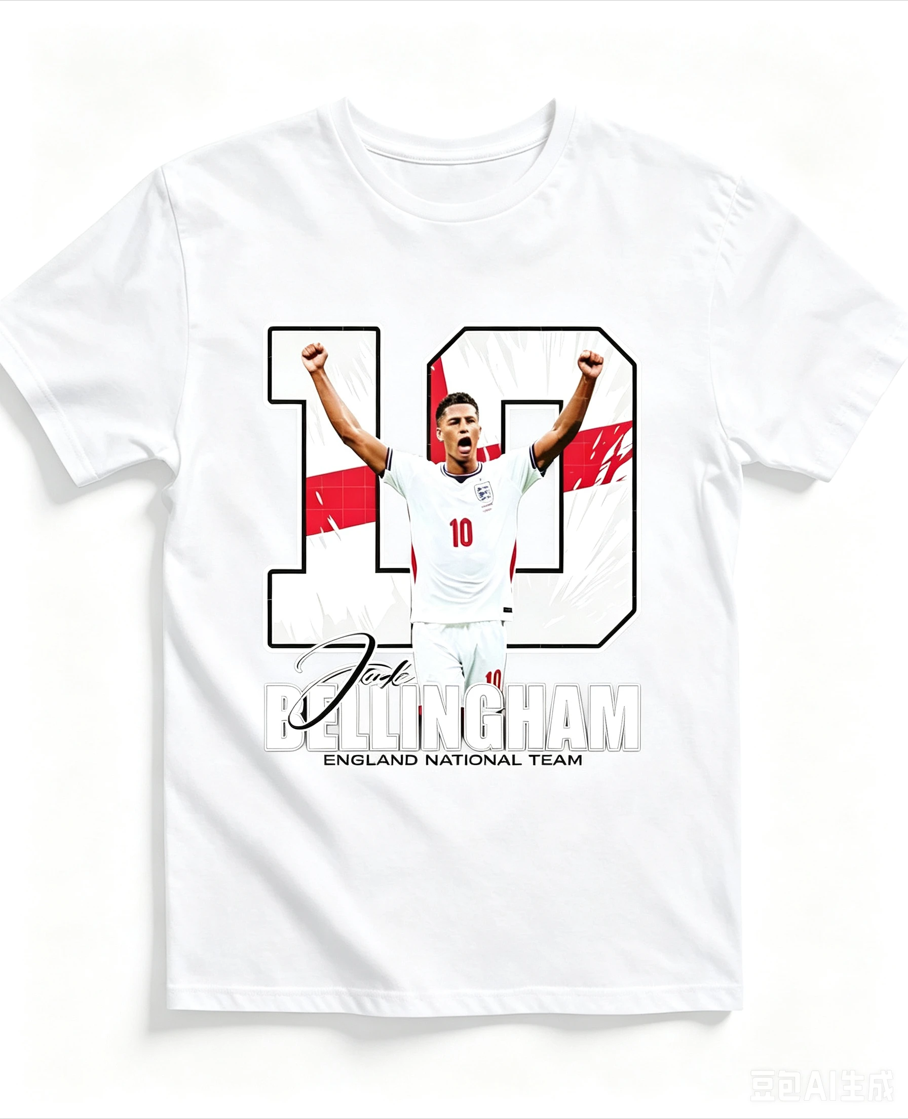 Retro Soccer Tee Splash Large Digit Overlay Athlete Figure Multi-layer Font Print Front Decor 2026 Adult Kid Fan Football Shirt