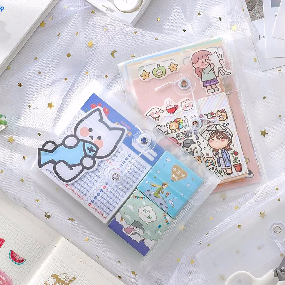 

Durable Wire-wound A6 Document Folder Mini Transparent Pocket Information Bag Korean Waterproof Cat Printing Paper Organizer