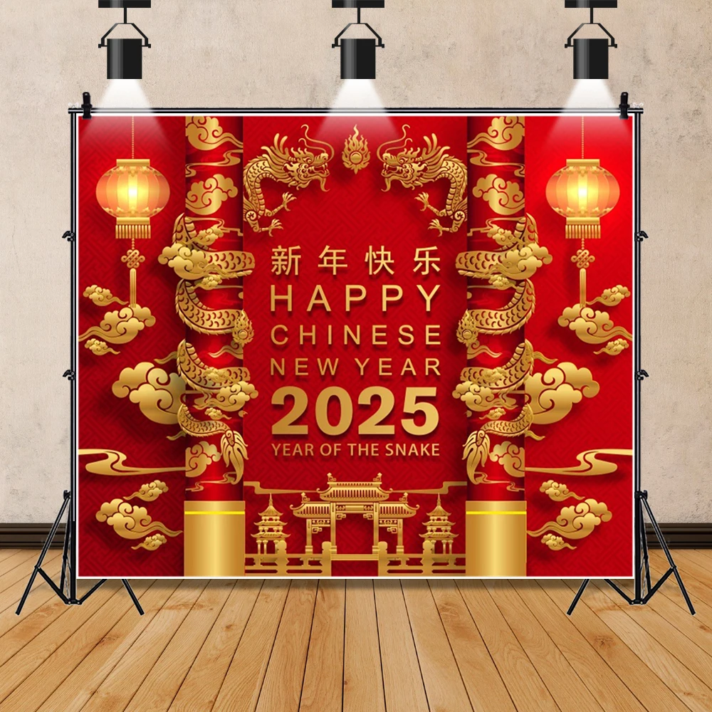 중국 스타일 용수철 축제 레드 랜턴 파티 장식 배경 사진 스튜디오 소품, 2025 새해 뱀 배경 사진