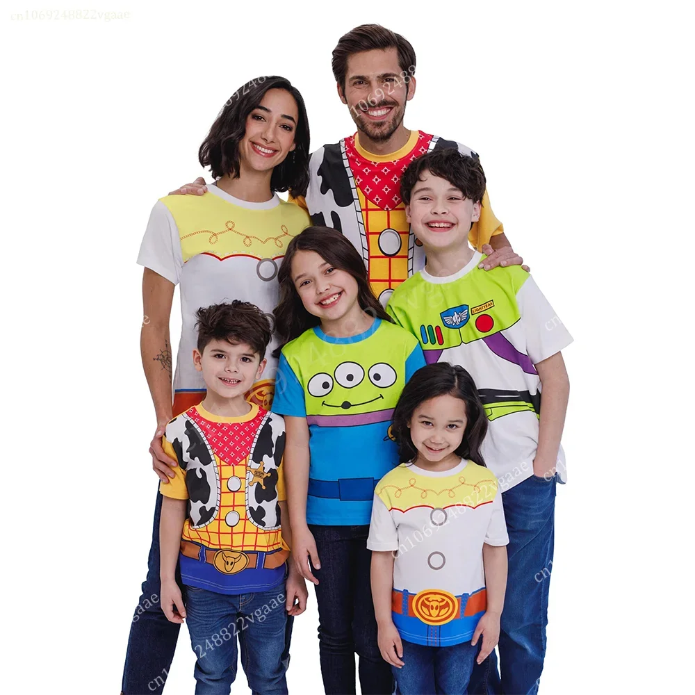 Toy Story Woody Buzz Lightyear Matching Family Cosplay T-Shirt Top Tee Family Clothes Costume Streetwear Men Women Boys Girls