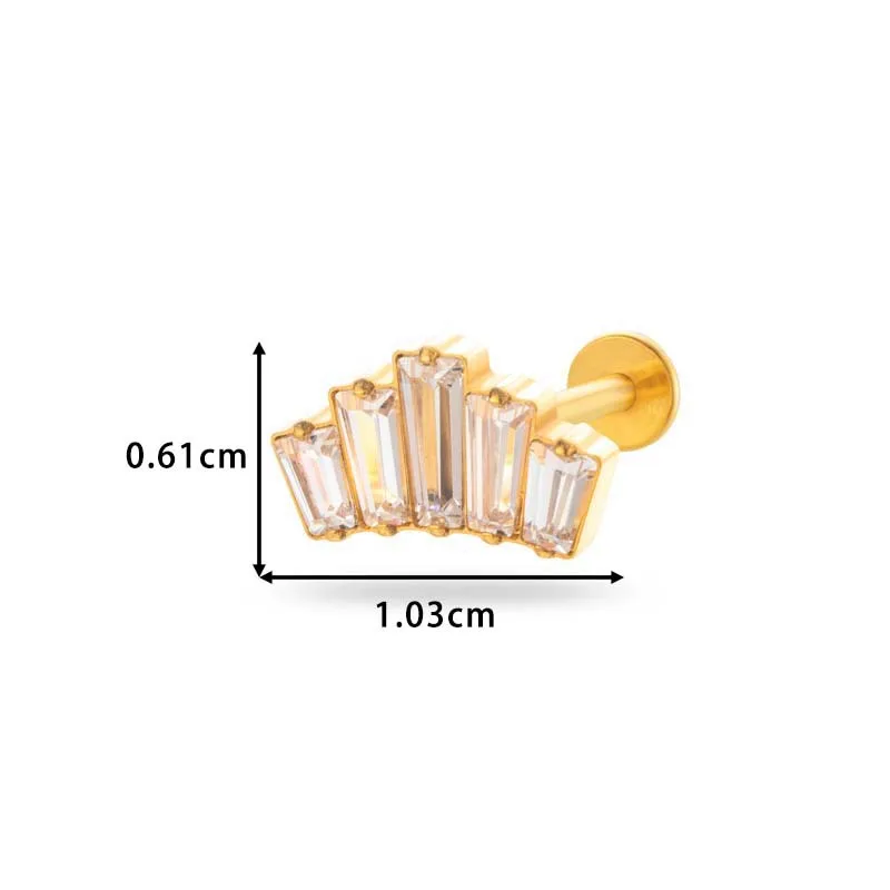 

1PC G23 Titanium Zircon Moon Threadless Stud Earring Piercing Lightning Pin Daith Conch Push In Labret Stud Piercing Jewelry