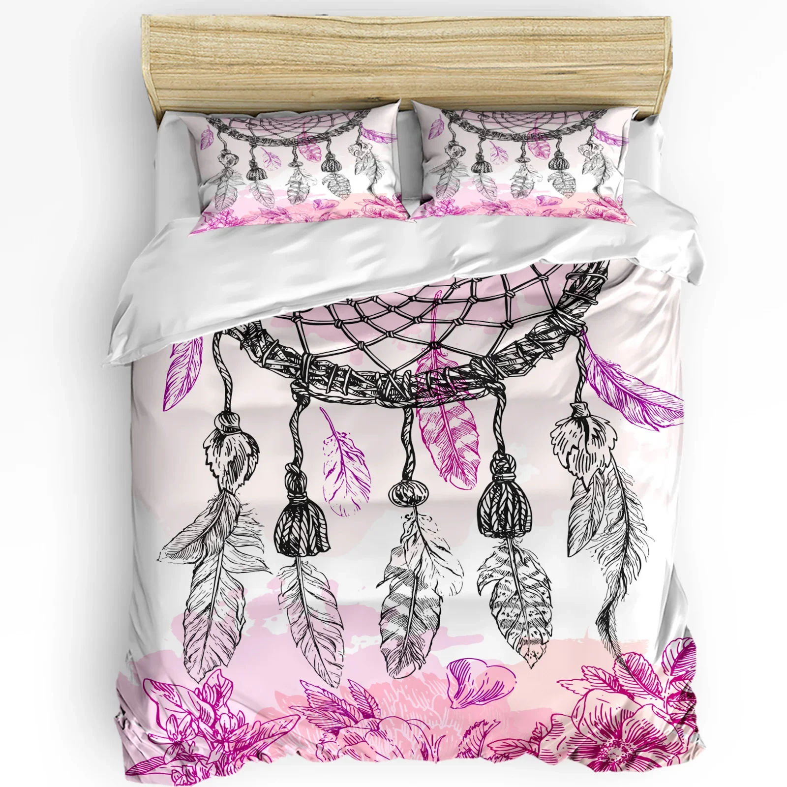 

3pcs Bedding Set Pink Dream Catcher Circle Feather Home Textile Duvet Cover Pillow Case Boy Kid Teen Girl Bedding Covers Set