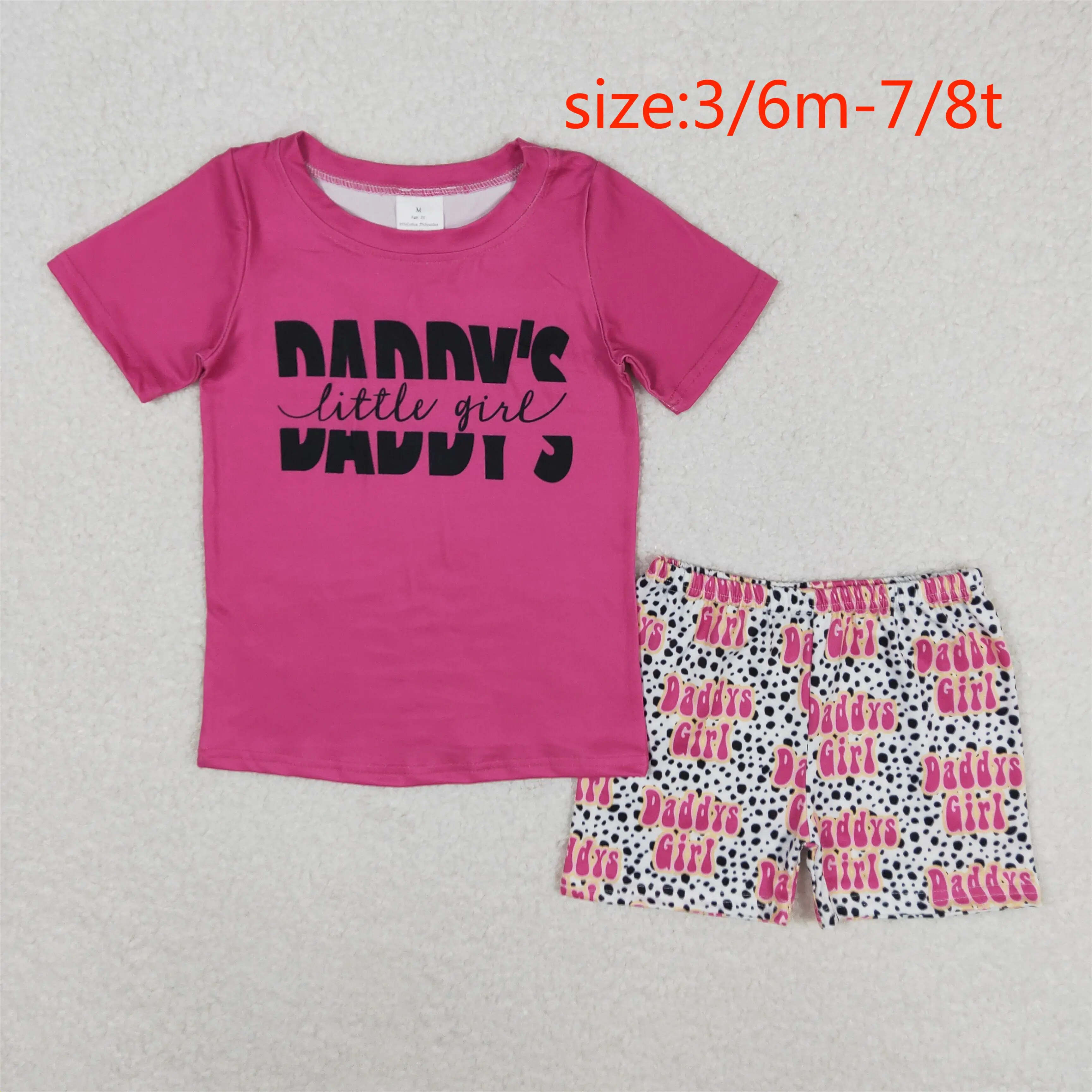 

z911-20 GSSO0546 Wholesale toddler clothes daddy letter short sleeve leopard shorts sets Summer boutique baby girls clothes