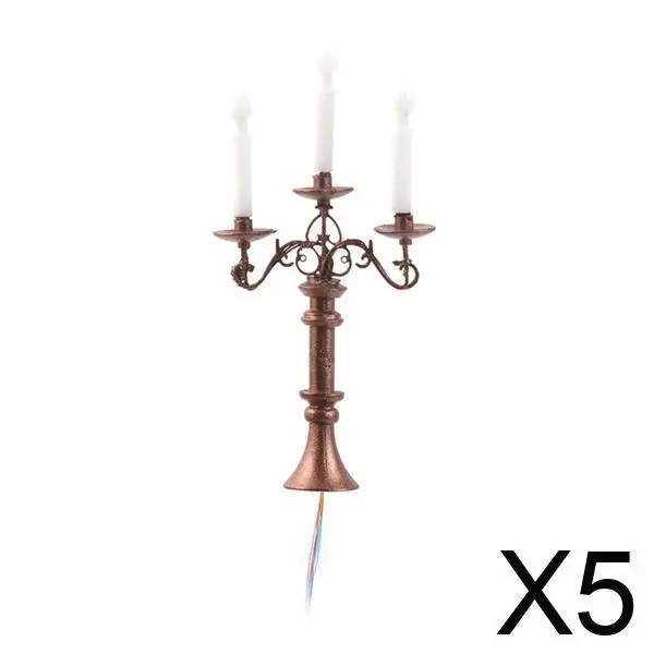 

Миниатюрные светодиодные подсвечники для кукольного домика 1/87, модели подсвечников из сплава для песочницы, аксессуары