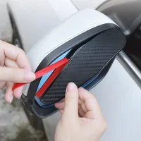2Pcs Carbon Fiber Car Rearview Mirror Rain Shield Eyebrow Flexible Car Rearview Mirror Rain Shield Protector Eyebrow Rain Cover 3