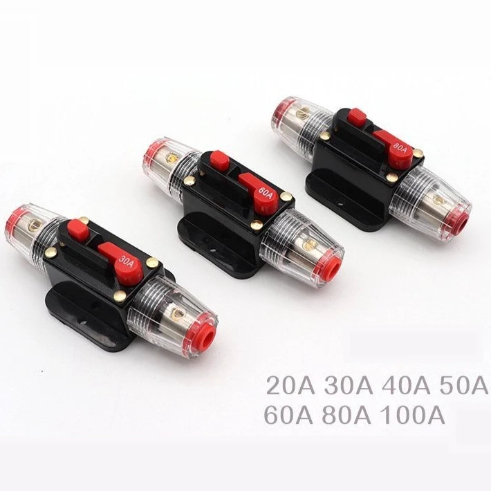 12V 24 Car Truck Audio Circuit Breaker 20A 30A 40A 50A 60A 80A 100A 125A 150A Self-recovery Fuse Holder Modified Fuse Adapter