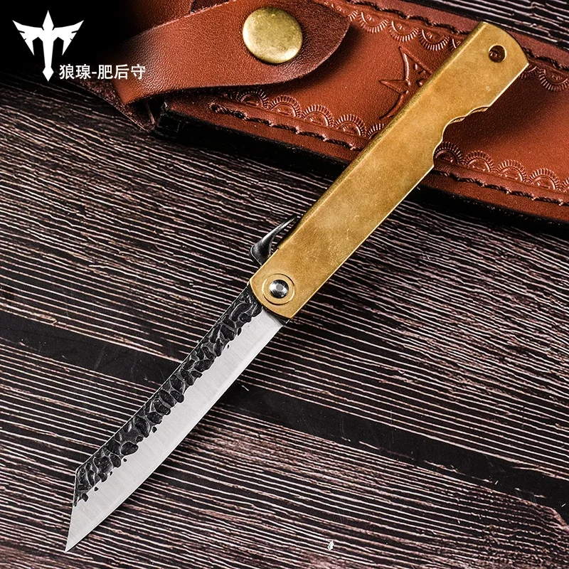 wolf Small Straight Knife Fruit Knife Portable Outdoor survival knife black handle Camping Hunting Hike collection gifts