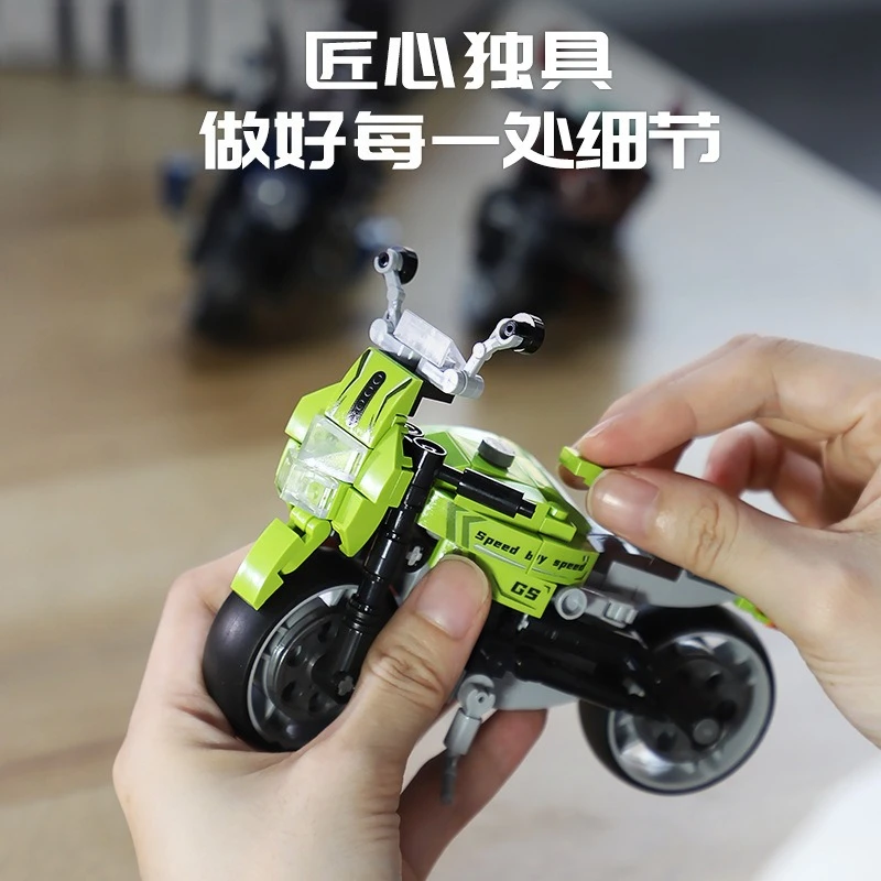 Building block puzzle assembly toys, motorcycle creative model ornaments, jigsaw puzzle gifts