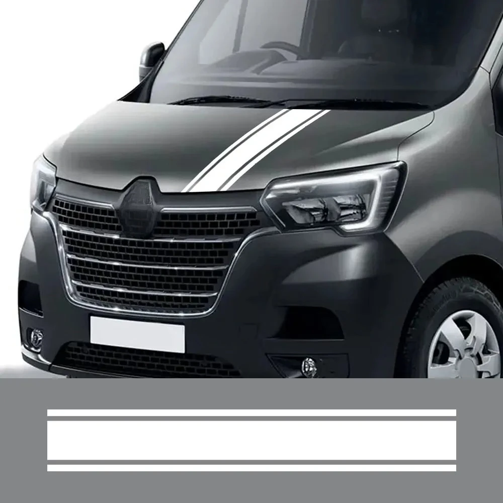 Pegatinas para el capó del coche para Renault Master 2 3 4 Van Camper, franjas deportivas, gráficos para la cubierta del motor, calcomanías de vinilo, accesorios de tuning