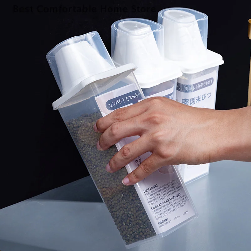 Kitchen Food Container Sealed Crisper Grains Tank Storage Kitchen Sorting Rice Storage Box Container Bottles And Jars