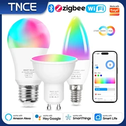 TNCE Tuya E27 E14 GU10 Bulb WIFI Zigbee, Dimmable Light LED lamps 2700-6500k RGB, Smart Life APP, Voice With Alexa Google Home