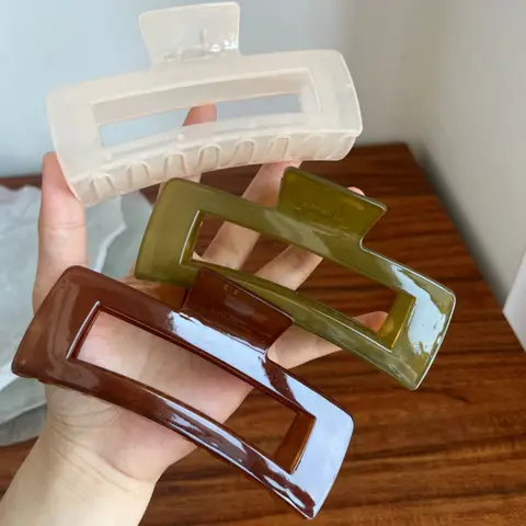 Pinzas de garra de gran tamaño de 13CM para cabello grueso, Clip de tiburón geométrico para mujer, pinzas de pelo minimalistas y versátiles, accesorios para el cabello para niñas