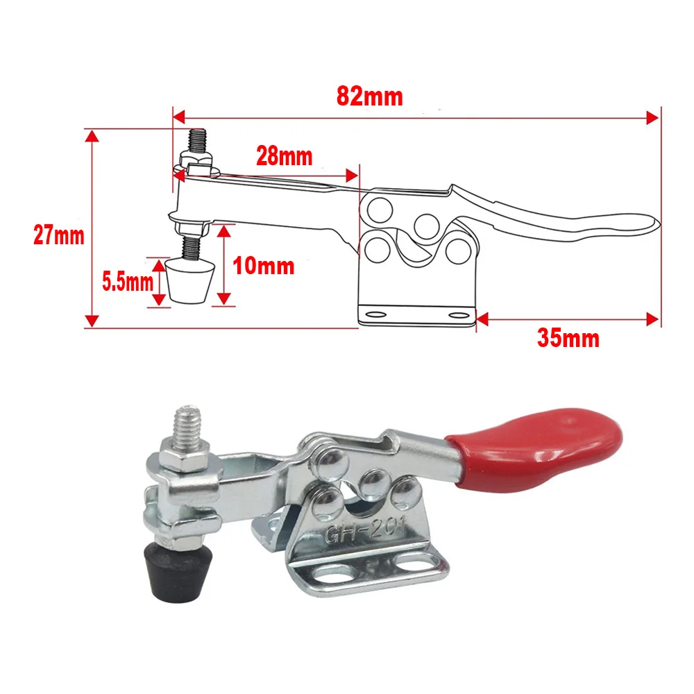 1/2/3/4PCS GH-201 Horizontal Toggle Clamp Quick-Release U-Shaped Bar Hand Clip Woodworking Galvanized Iron Tool Vertical Type