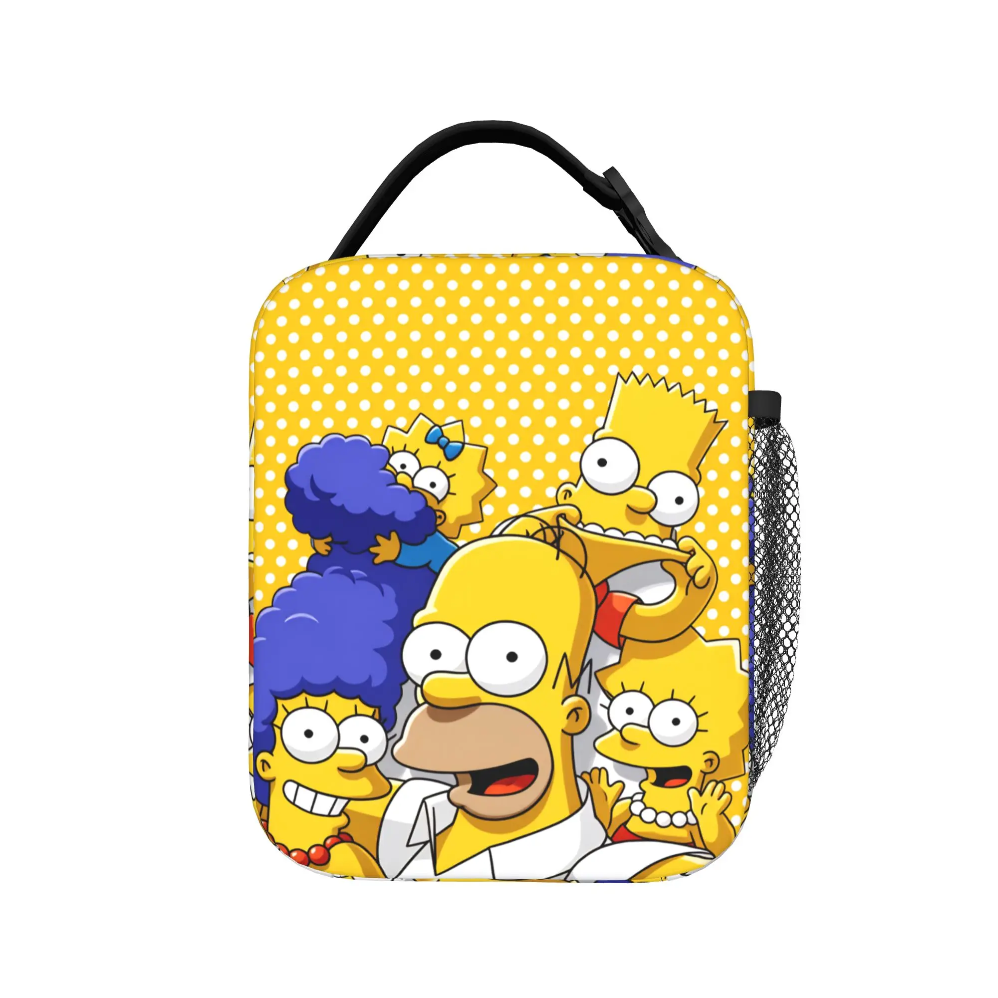 Cartoon S-Simpsons Family Portrait Lunch Bag Fashion Lunch Box For Child Picnic Zip Cooler Bag Oxford Print Thermal Lunch Bags