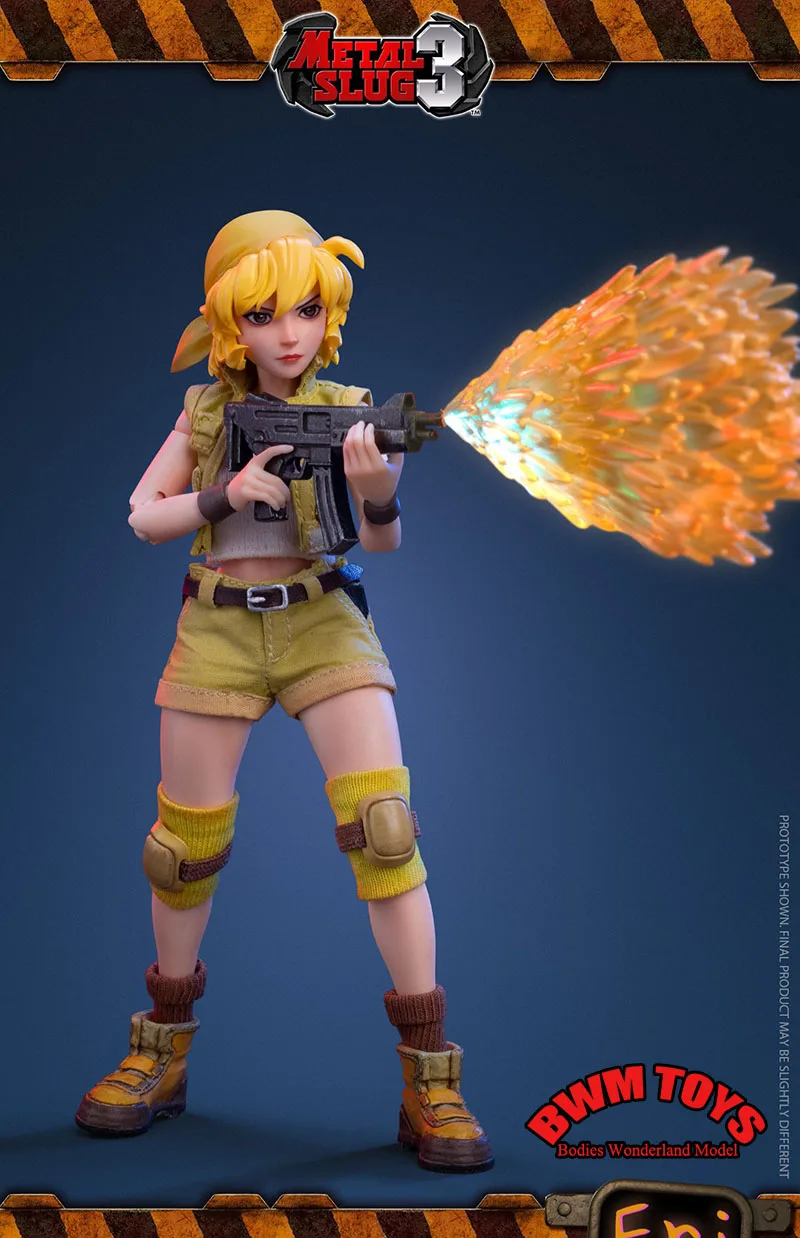 TUNSHI STUDIO 1/12 Metal Slug 3 Beautiful Sisters Fio Eri 6 inches Action Figure Model with Weapon Special Effects for Fans