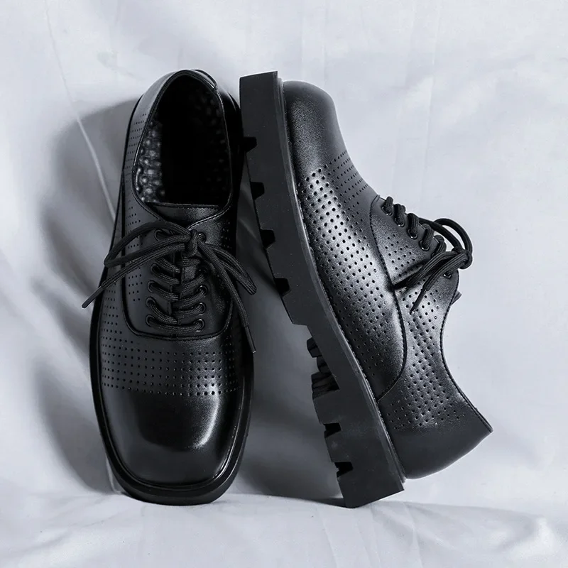 

Casual Men Shoes Breathable Formal Dress Leather Shoes Spring Autumn Business British Loafers Designer Wedding Height Increasing