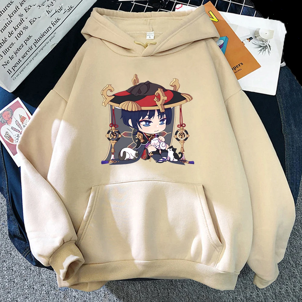 Genshin Impact Scaramouche Print Hoodie Game Graphic Hoody Kawaii Clothing for Girls Spring Long Sleeve Tops Oversized Pullovers