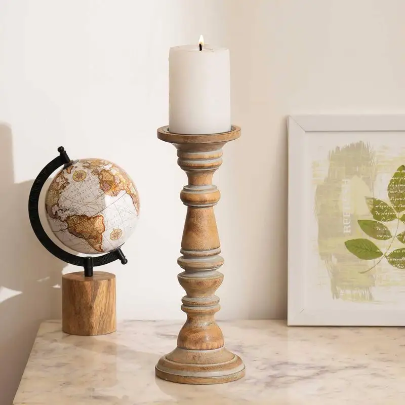 

Wooden Candle Holder, 12" Height x 4.5" Width, Decorative & Elegant Design for Home Decor