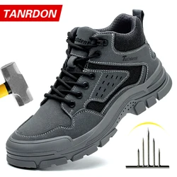 Safety Shoes Men With Steel Toe Cap Anti-smash Men Work Shoes Sneakers Light Puncture-Proof Indestructible Shoes Dropshipping