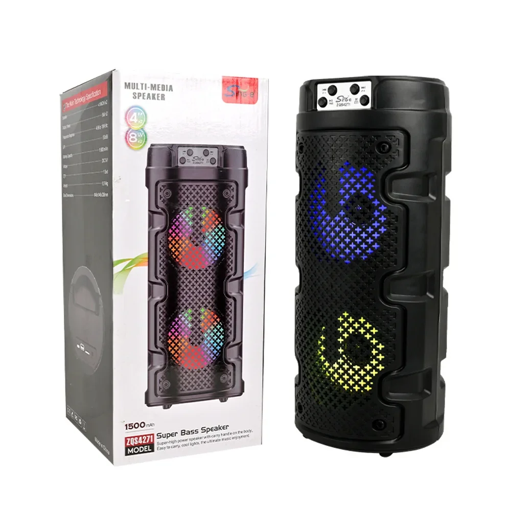 Outdoor Camping Subwoofer with RGB Colorful Lamp Wireless Bluetooth Speaker High Quality Soundbox Portable Card Insertion Box