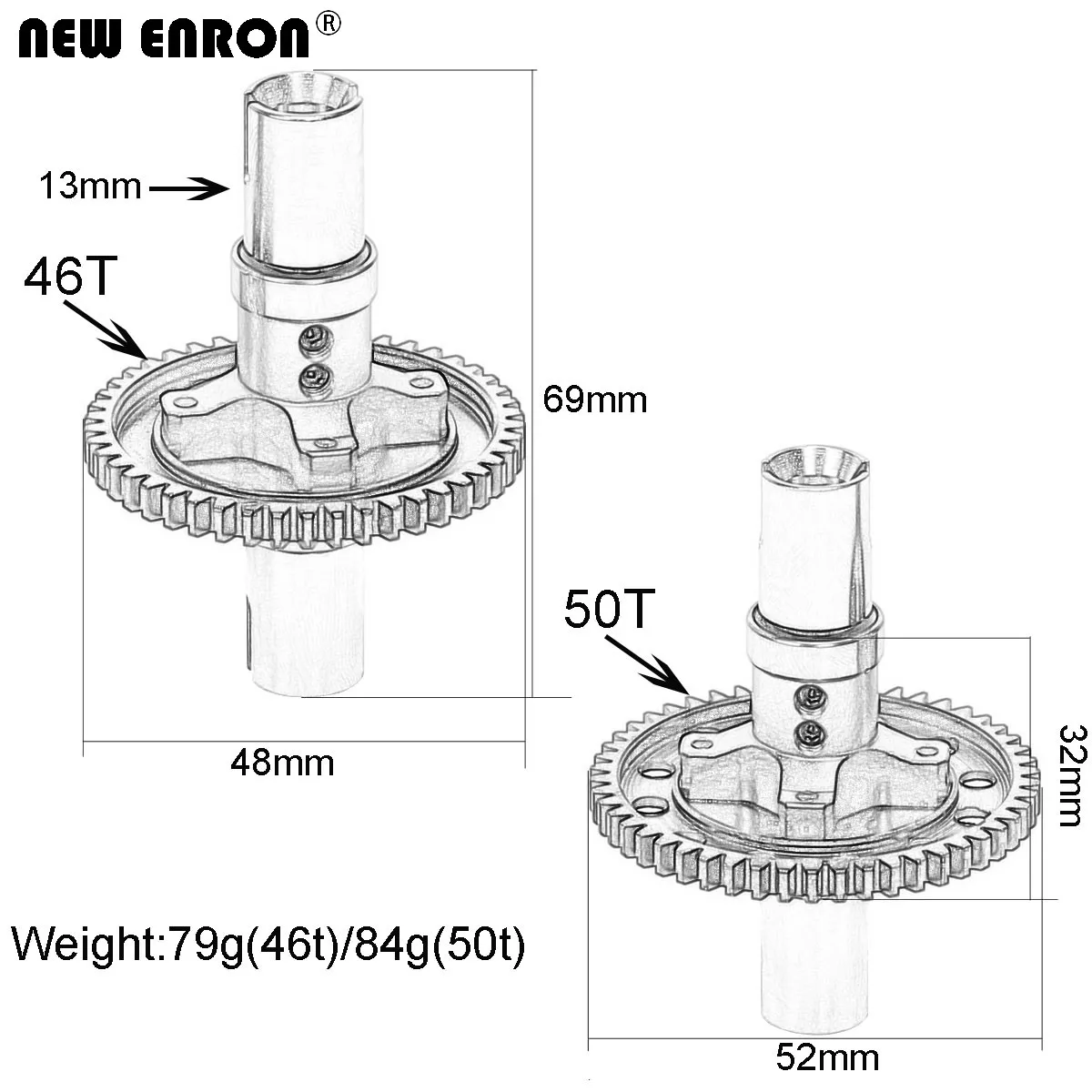 NEW ENRON 46T/50T 45# Steel Center Diff straight shaft ARA310959 For RC ARRMA 1/7 Mojave 6S 1/8 KRATON NOTORIOUS OUTCAST TALION