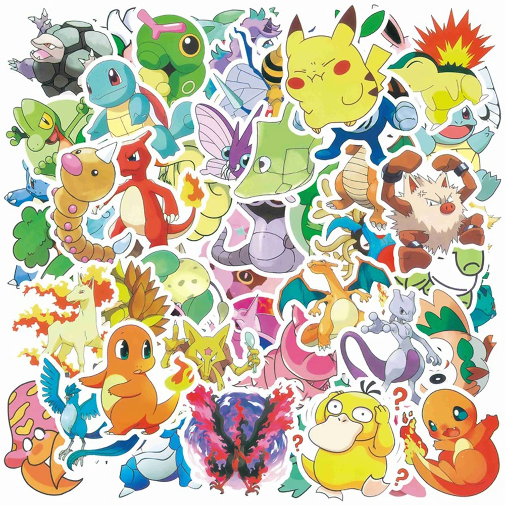 

10/30/50pcs Classic Cartoon Pokemon Anime Stickers Cute Pikachu Graffiti Vinyl Decals Sticker DIY Kid Water Bottle Guitar Phone