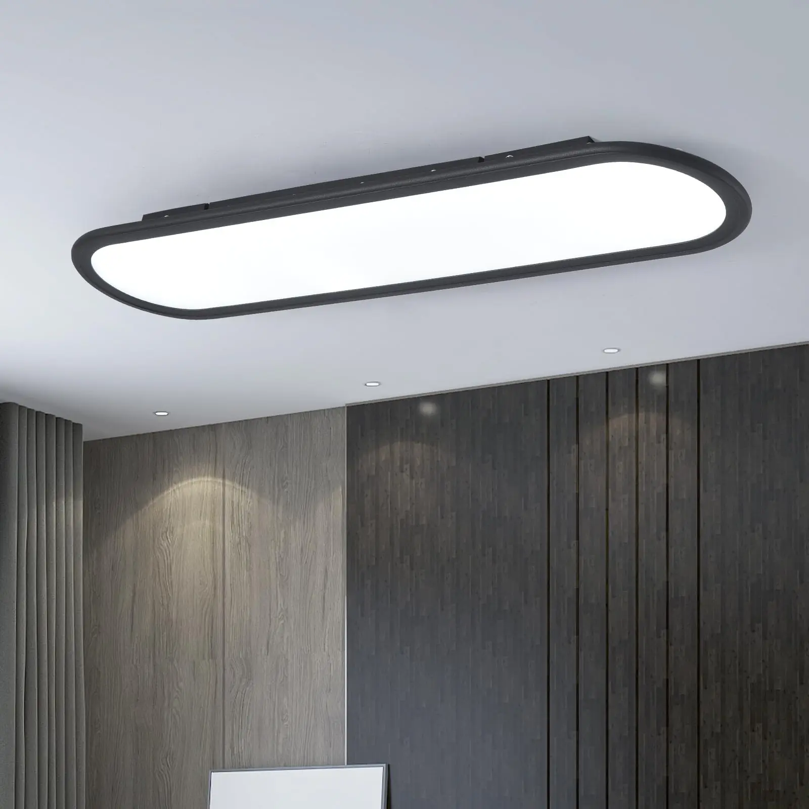 LED Ceiling Light Living Room Black, Long Ceiling Lamp Bedroom  Modern Ultra Slim Lustre Dining Light Home Decor Hallway Balcony