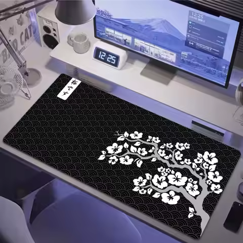 Black Sakura Extra Large Mousepad Mat Mouse Pad XXL Gaming Mousepad Computer Gamer Keyboard Pads Computer Desk Mat 55X100CM