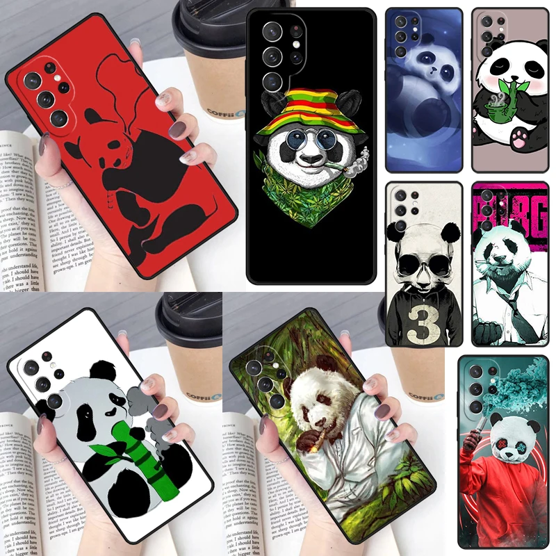 Smoking Panda Phone Case for Samsung Galaxy S26 Ultra S25 S24 S23 S22 S21 S20 Note10 Plus FE Cover