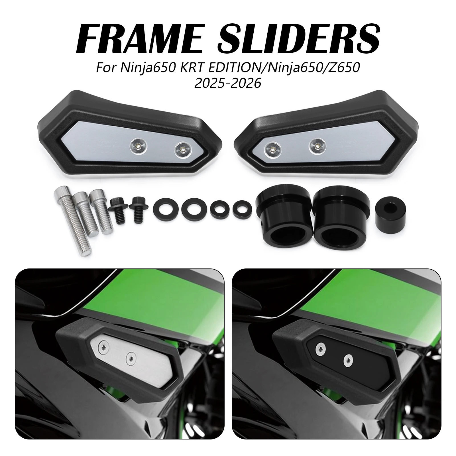 Para Kawasaki Ninja 650 Ninja650 KRT EDITION Z650 2025 26 Protector Lateral de Motor, Deslizador de Chasis, Almohadilla Anticaída, Kit de Protección Anticaída